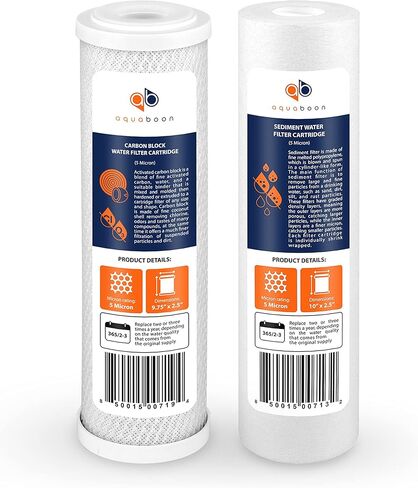 Aquaboon 5 Micron Water Filter 10 x 2.5 - Sediment & CTO Carbon Filter Set of 3 - Whole House Water Filter Replacement Cartridge Compatible with WHKF-WHWC, WFPFC8002, AP110, AP101T, WHKF-GD05 in Saudi Arabia