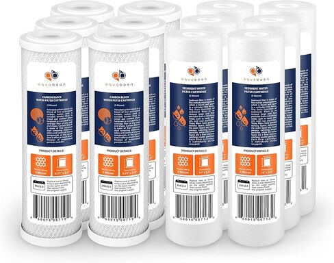 Aquaboon 5 Micron Water Filter 10 x 2.5 - Sediment & CTO Carbon Filter Set of 3 - Whole House Water Filter Replacement Cartridge Compatible with WHKF-WHWC, WFPFC8002, AP110, AP101T, WHKF-GD05 in Saudi Arabia