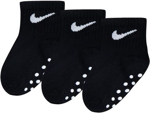 مجموعة من 3 جوارب للكاحل مضادة للانزلاق للأطفال من Nike (الولايات المتحدة، العمر، 12 شهرًا، 24 شهرًا، أسود/أبيض) in Saudi Arabia