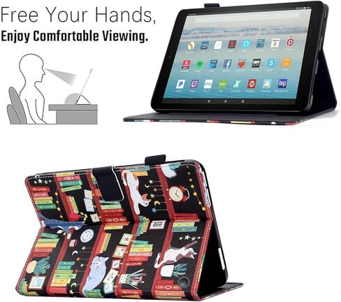 حافظة KEROM لجهاز Fire HD 10 Tablet (الجيل التاسع/السابع/الخامس، إصدار 2019/2017/2015)، غطاء حامل ذكي من جلد البولي يوريثان الفاخر مع إيقاظ تلقائي للنوم وزوايا رؤية متعددة، زهرة in Kuwait