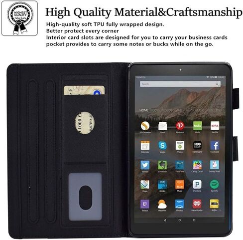 حافظة KEROM لجهاز Fire HD 10 Tablet (الجيل التاسع/السابع/الخامس، إصدار 2019/2017/2015)، غطاء حامل ذكي من جلد البولي يوريثان الفاخر مع إيقاظ تلقائي للنوم وزوايا رؤية متعددة، زهرة in Kuwait