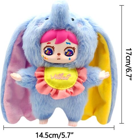 Surprise Blind Box Figures Doll, MILAI - 6.7" Adorable Poseable Long-Ear Plush Doll Keychain with 3 Changeable Eyes (6+1 Mystery) | Collectible Toy Christmas Birthday Gifts for Girls Boys in Kuwait