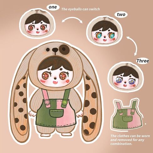 Surprise Blind Box Figures Doll, MILAI - 6.7" Adorable Poseable Long-Ear Plush Doll Keychain with 3 Changeable Eyes (6+1 Mystery) | Collectible Toy Christmas Birthday Gifts for Girls Boys in Kuwait