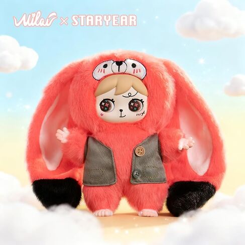 Surprise Blind Box Figures Doll, MILAI - 6.7" Adorable Poseable Long-Ear Plush Doll Keychain with 3 Changeable Eyes (6+1 Mystery) | Collectible Toy Christmas Birthday Gifts for Girls Boys in Kuwait