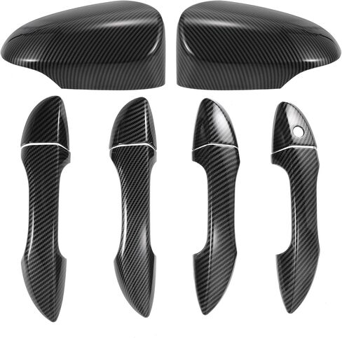 X AUTOHAUX Set Car Rear View Driver Passenger Side Mirror Cover Cap Overlay Black Carbon Fiber for Toyota Corolla 2014-2018 Mirror Guard Covers Exterior Trims in Saudi Arabia