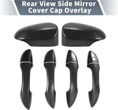 X AUTOHAUX Set Car Rear View Driver Passenger Side Mirror Cover Cap Overlay Black Carbon Fiber for Toyota Corolla 2014-2018 Mirror Guard Covers Exterior Trims in Saudi Arabia