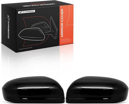 A-Premium 2 PCS Driver and Passenger Side Rearview Mirror Covers Caps - Compatible with Honda Civic 2014-2015 - Smooth Black, Without Turn Signal Hole in Saudi Arabia