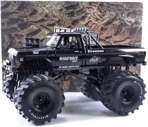 Greenlight 1/18 1974 Ford F-250 Ranger XLT Monster Truck، Bigfoot #1، Black Bandit، إطارات 66 بوصة 13650 in Saudi Arabia
