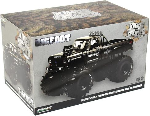 Greenlight 1/18 1974 Ford F-250 Ranger XLT Monster Truck، Bigfoot #1، Black Bandit، إطارات 66 بوصة 13650 in Saudi Arabia