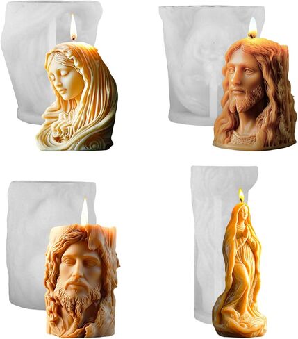 4 PCS 3D Religious Figurine Relief Silicone Molds - for DIY Scented Candles, Resin, Concrete, Plaster & Epoxy | Home Decor in Saudi Arabia