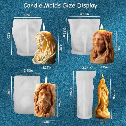 4 PCS 3D Religious Figurine Relief Silicone Molds - for DIY Scented Candles, Resin, Concrete, Plaster & Epoxy | Home Decor in Saudi Arabia
