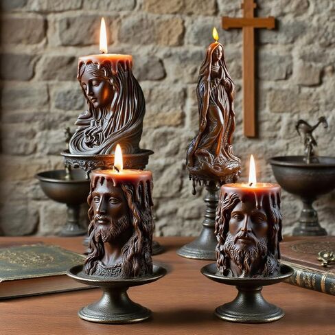 4 PCS 3D Religious Figurine Relief Silicone Molds - for DIY Scented Candles, Resin, Concrete, Plaster & Epoxy | Home Decor in Saudi Arabia