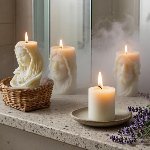 4 PCS 3D Religious Figurine Relief Silicone Molds - for DIY Scented Candles, Resin, Concrete, Plaster & Epoxy | Home Decor in Saudi Arabia