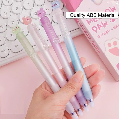 4 Pcs Cute Erasable Gel Pens Cat Retractable Pens Cartoon Kitten Erasable Pen 0.5mm Blue Ink Writing Pen for Women Girls Boys Office School Supplies (Erasable Pens-Blue Ink) in Saudi Arabia