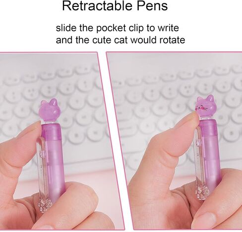 4 Pcs Cute Erasable Gel Pens Cat Retractable Pens Cartoon Kitten Erasable Pen 0.5mm Blue Ink Writing Pen for Women Girls Boys Office School Supplies (Erasable Pens-Blue Ink) in Saudi Arabia