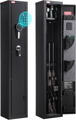 VEVOR Gun Safe, Heavy Duty Cold-Rolled Steel Fireproof Rifle Cabinet with Digital Keypad & Key, Large Long Gun Cabinet with Magazine and LED Lighting, Adjustable Racks for Rifles, Pistols, Shotgun in Saudi Arabia