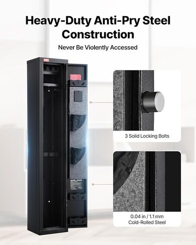 VEVOR Gun Safe, Heavy Duty Cold-Rolled Steel Fireproof Rifle Cabinet with Digital Keypad & Key, Large Long Gun Cabinet with Magazine and LED Lighting, Adjustable Racks for Rifles, Pistols, Shotgun in Saudi Arabia