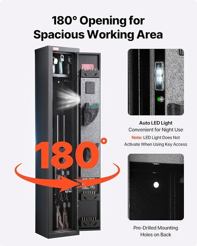 VEVOR Gun Safe, Heavy Duty Cold-Rolled Steel Fireproof Rifle Cabinet with Digital Keypad & Key, Large Long Gun Cabinet with Magazine and LED Lighting, Adjustable Racks for Rifles, Pistols, Shotgun in Saudi Arabia