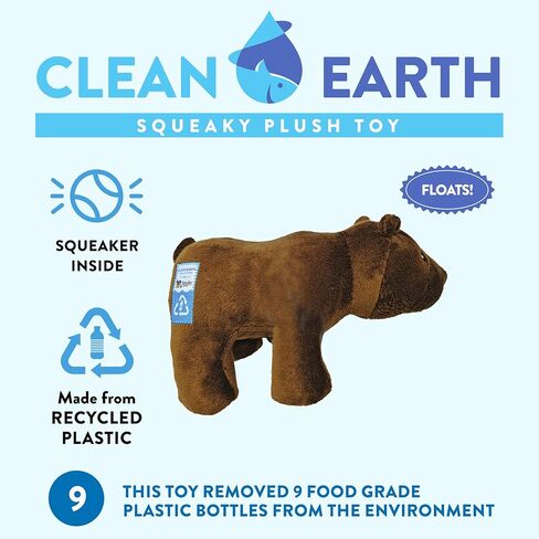 Spunky pup Clean Earth Plush Dog Toy with Squeaker - Recycled, Eco-Friendly, Floats for Beach, Lake, Pool - Manatee, Small in Saudi Arabia