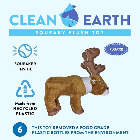 Spunky pup Clean Earth Plush Dog Toy with Squeaker - Recycled, Eco-Friendly, Floats for Beach, Lake, Pool - Manatee, Small in Saudi Arabia