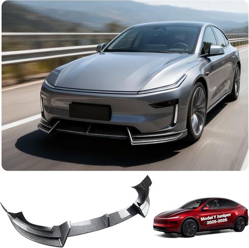 لـ Tesla المصد الأمامي للشفة موديل Y ملحقات العرعر المنعشة 2025 2026 نسيج من ألياف الكربون لامع المصد الأمامي للشفة سبويلر موديل Y طقم الجسم الرياضي المئزر الأمامي ABS سبويلر الشفاه الخارجي in Kuwait