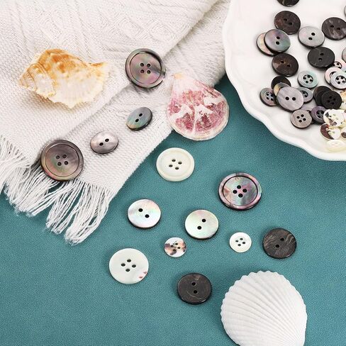 uxcell 25 Pcs Natural Shell Buttons, 4 Hole Mother of Pearl Buttons 12mm Sewing Craft Button for Shirt Sewing DIY Crafts Decoration, Bright White in Saudi Arabia