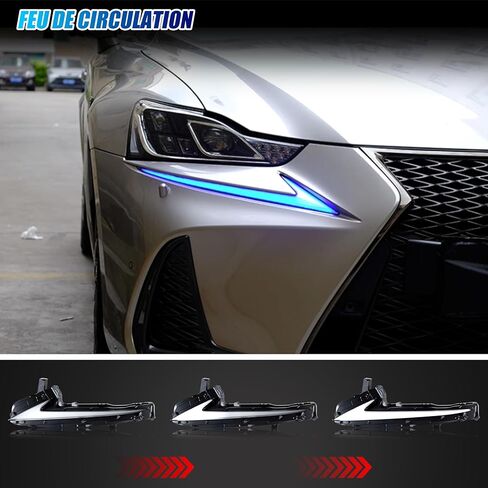 ملحق جديد متوافق مع Lexus IS250 IS350 IS200t IS300 2014 2015 2016 ضوء تشغيل نهاري LED كامل مع مجموعة DRL للرسوم المتحركة الديناميكية المتسلسلة [غير مناسب 2017-2020 IS] in Saudi Arabia