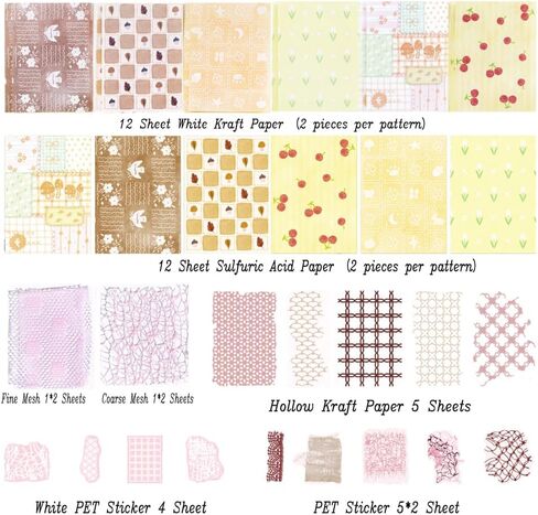 شبكة أوراق منسوجة من Diuhofart للحرف اليدوية، مجموعة من 2 ملصقات ورقية مجوفة مزخرفة لسجل القصاصات، 46 قطعة من مواد مجمعة لمستلزمات المجلات غير المرغوب فيها، كتاب القصاصات in Kuwait