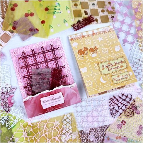 شبكة أوراق منسوجة من Diuhofart للحرف اليدوية، مجموعة من 2 ملصقات ورقية مجوفة مزخرفة لسجل القصاصات، 46 قطعة من مواد مجمعة لمستلزمات المجلات غير المرغوب فيها، كتاب القصاصات in Kuwait