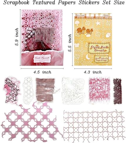 شبكة أوراق منسوجة من Diuhofart للحرف اليدوية، مجموعة من 2 ملصقات ورقية مجوفة مزخرفة لسجل القصاصات، 46 قطعة من مواد مجمعة لمستلزمات المجلات غير المرغوب فيها، كتاب القصاصات in Kuwait