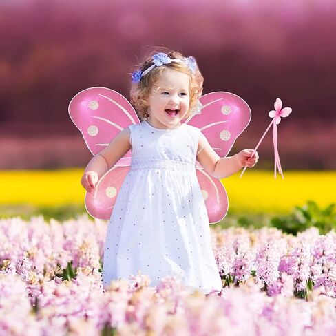 Zhanmai 12 Sets Fairy Butterfly Wings for Girls with Wands, Princess Wings Bulk for Toddler Children Birthday Christmas Halloween Costume Dress up Party Favors in Saudi Arabia