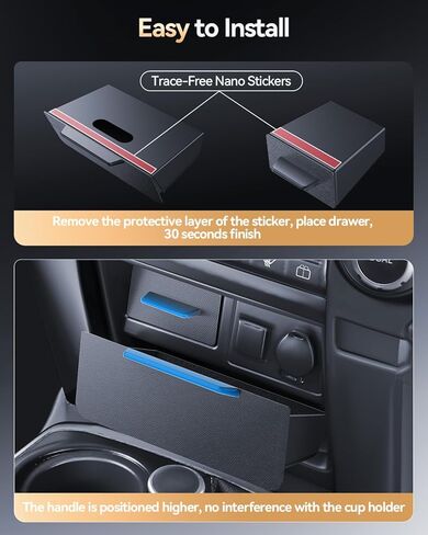For Toyota 4Runner 2014-2024 Console Console Drawer Slides Smoothly Storage Magnetic Design - [Thickened ABS Material][Easy To Install& 100% Stable] - Cubby Storage Box with Silent Flocking Felt in Saudi Arabia