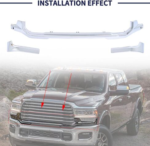 Front Bumper Lower Grille Grill Headlight Trim Molding Compatible with Dodge Ram 2500 3500 2019 2020 2021 2022 2023 2024 2025 [Not Fit Power Wagon & Rebel] (Chrome) in Saudi Arabia
