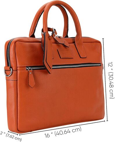 Leather Briefcase for Men - Italian Full Grain Leather Laptop Office Bag - Messenger Bag - Work Bag for Men and Women (Strap Back) in Saudi Arabia