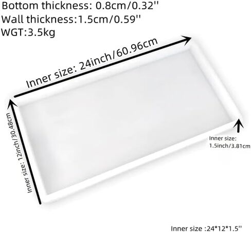 Large Silicone Resin Mold, 24x12x1.5 Inches, Food Grade Non-Stick for River Tables and Charcuterie Boards, Dishwasher Safe in Saudi Arabia