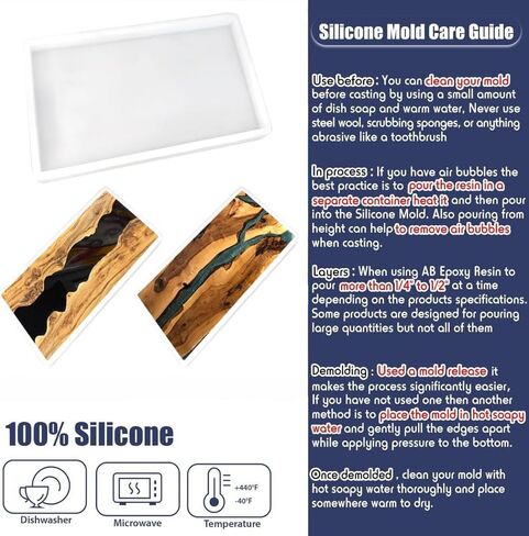 Large Silicone Resin Mold, 24x12x1.5 Inches, Food Grade Non-Stick for River Tables and Charcuterie Boards, Dishwasher Safe in Saudi Arabia
