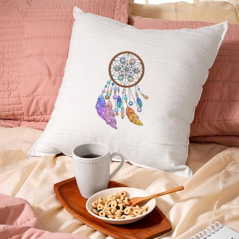46 قطعة مثبتات خياطة يدوية قابلة للذوبان في الماء من Dreamcatcher، مثبت نمط تطريز ريش Dreamcatcher مقاس 8.3×11.7 بوصة، 4 أوراق عصا Dreamcatcher وملصق ورقي مطرز بالغرز in Saudi Arabia