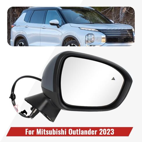 مرآة باب جانبية للسائق الأيسر تناسب 2022 2023 2024 Mitsubishi Outlander /2023 2024 PHEV، 9+1 دبابيس ضبط الطاقة قابلة للطي، مع نقطة عمياء، حرارة، إشارة انعطاف، كاميرا 360 درجة، برايمر، 7632F109 in Kuwait