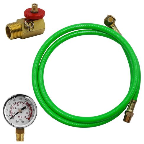 مجموعة تجميع خزان الهواء Grip - خرطوم هواء بطول 4 أقدام مع ظرف إطار 1/4 بوصة NPT، مشعب نحاسي، مقياس 0-200 رطل لكل بوصة مربعة - صمام تجاوز الأمان - تجاوز يدوي - ضبط الهواء تشغيل/إيقاف (PVC) in Kuwait