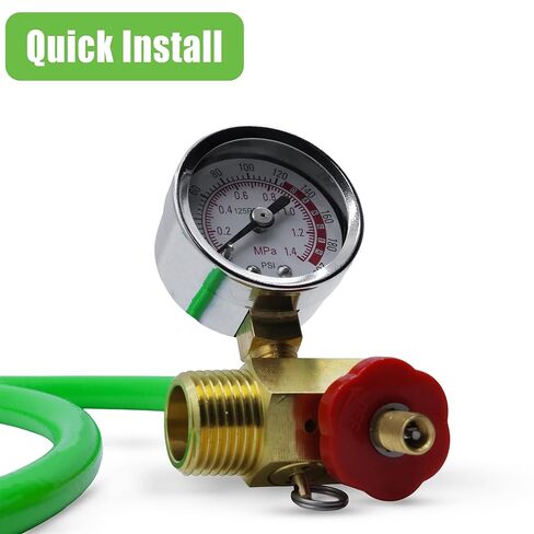 مجموعة تجميع خزان الهواء Grip - خرطوم هواء بطول 4 أقدام مع ظرف إطار 1/4 بوصة NPT، مشعب نحاسي، مقياس 0-200 رطل لكل بوصة مربعة - صمام تجاوز الأمان - تجاوز يدوي - ضبط الهواء تشغيل/إيقاف (PVC) in Kuwait
