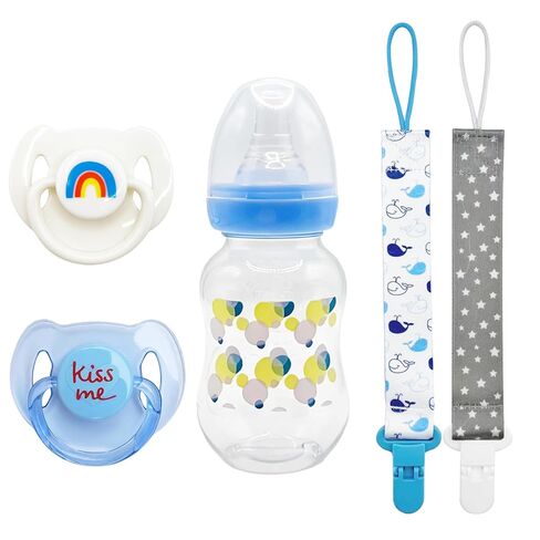 5Pcs Reborn Baby Doll Accessory Set - Rainbow & Kiss Me Magnetic Pacifiers, Baby Bottle, Whale and Star Pattern Pacifier Clips, Blue Style for Reborn Doll Girls Boy in Saudi Arabia