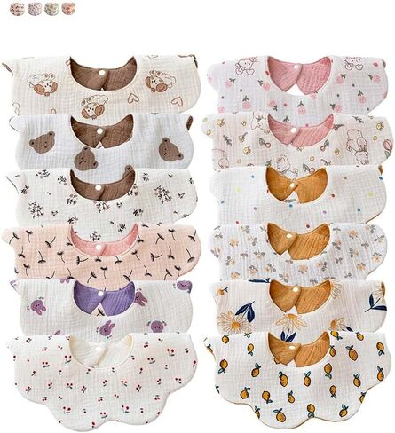 مرايل أطفال من الموسلين للجنسين، مرايل أطفال ناعمة وماصة متعددة الطبقات لسيلان اللعاب والتسنين للأولاد والبنات in Kuwait