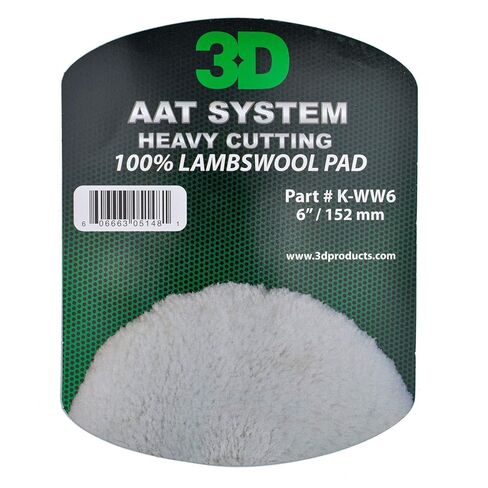 3D Lambswool Cutting Pad | Heavy Compound Cutting | Superior Finish for Painted Surfaces | 100% Wool | 6" Round Pad in Kuwait