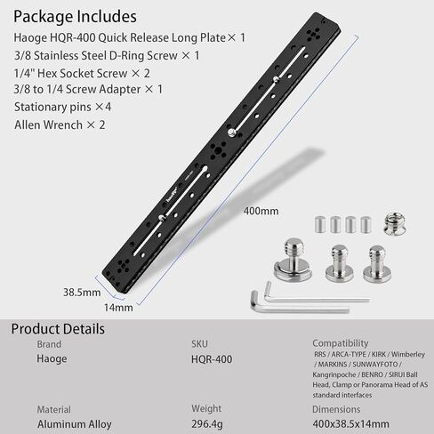 Hoge HQR-160 160 ملليمتر متعددة الأغراض طويلة سريعة الإصدار الموسع لوح منزلق للكاميرا، حامل حامل حامل للكرة الترايدي مناسب RRS Benro Arca سويسري Sunwayfoto in Kuwait