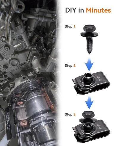 50 Pcs Hex Head Sems Body Bolts 5/16"-18 x 7/8" and U-Nut Clips 5/16-18 x 1-3/16 for All Fender, Engine Cover & Splash Shield Replace 384930-S36 in Saudi Arabia