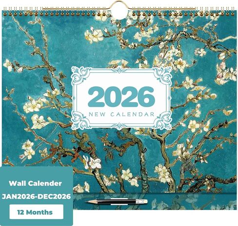 تقويم 2026 - تقويم حائط 2026 لمدة 12 شهرًا باستخدام قلم رصاص، من يناير 2026 إلى ديسمبر 2026، تقويم 2026، تقويم شهري مع التاريخ، 15.4 × 14.4 بوصة، ربط بسلك مزدوج، رائع للتعليق على الحائط (أزرق سماوي) in Saudi Arabia
