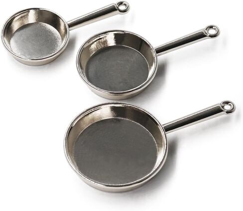 Odoria Dollhouse Frying Pan Miniature: 1/12 Scale Skillet Cookware for Kitchen Restaurant - Mini Kitchenware Cooking Utensils Metal Black 3Pcs in Saudi Arabia