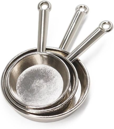 Odoria Dollhouse Frying Pan Miniature: 1/12 Scale Skillet Cookware for Kitchen Restaurant - Mini Kitchenware Cooking Utensils Metal Black 3Pcs in Saudi Arabia