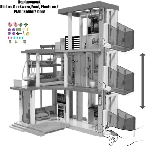 Replacement Parts for Barbie Doll Dreamhouse - GRG93 ~ Replacement Dishes, Cookware, Food, Plants and Plant Holders in Saudi Arabia