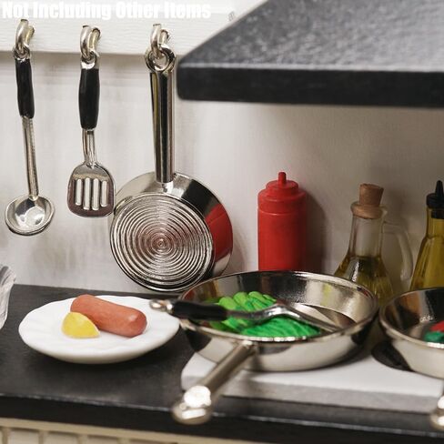 Odoria Dollhouse Frying Pan Miniature: 1/12 Scale Skillet Cookware for Kitchen Restaurant - Mini Kitchenware Cooking Utensils Metal Black 3Pcs in Saudi Arabia